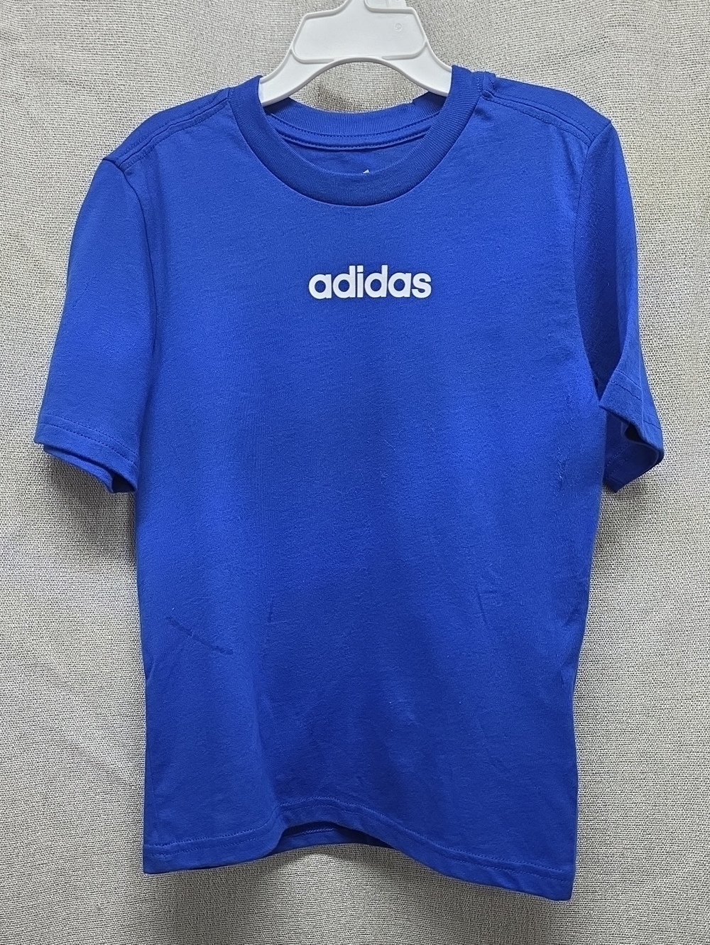 Tee Short Sleeve, adidas Royal Blue, Logo, Boys 6, 100% Cotton, Regular Fit